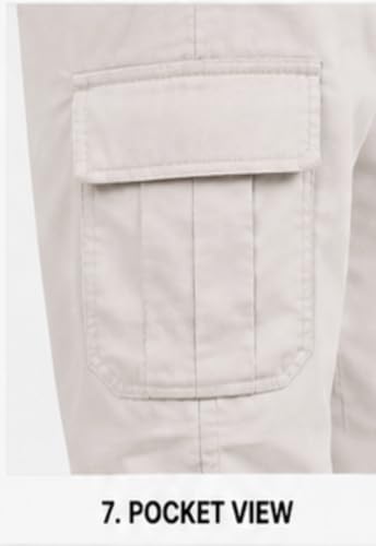 Image of Men's Jogger Cargo Pants | Stretchable Cotton Blend Utility Trousers | Regular Fit Multi Pocket Casual Bottom Wea