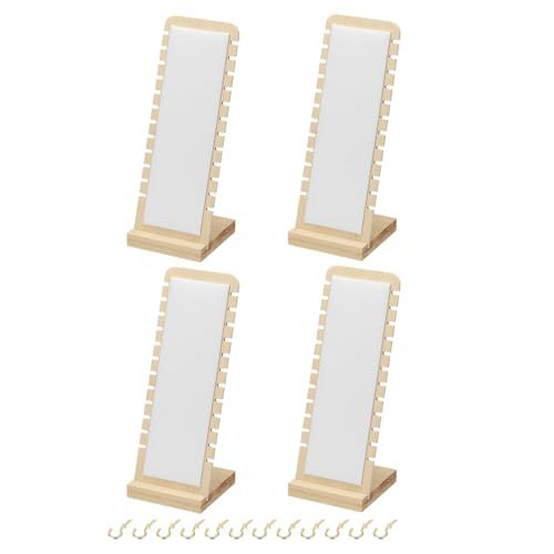 uxcell 4pcs Wooden Necklace Display Stands for Selling, Tabletop Jewelry Display Boards, Necklace Bracelets Chains Organizer for Women Gift White