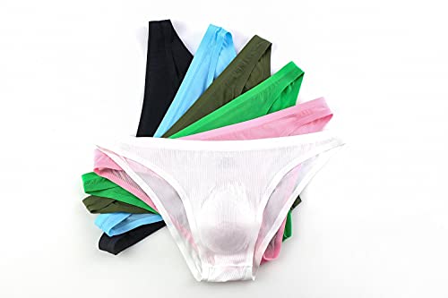 Swbreety Men's Ice Silk Bikini Briefs Seamless Tagless Underpants Low Rise Bulge Pouch Underwear2