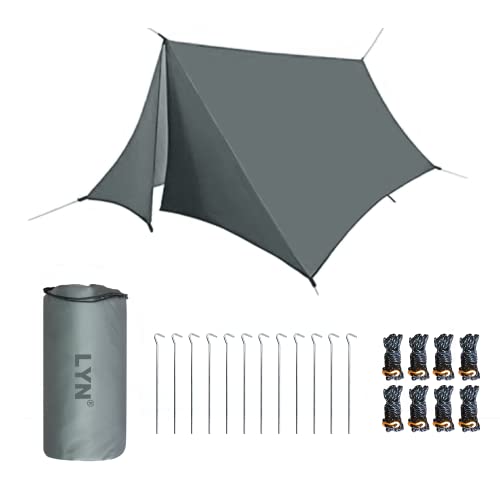 Gigantic Shelter:LYN Supersize 4 Doors Ultralight Rain Fly Tent Tarp/Housefly-16.4'9.6', Packable Ripstop Waterproof Heat Preserved, for Backup Packing, Camping Tarp, Hammock Cover, Survival Shelter