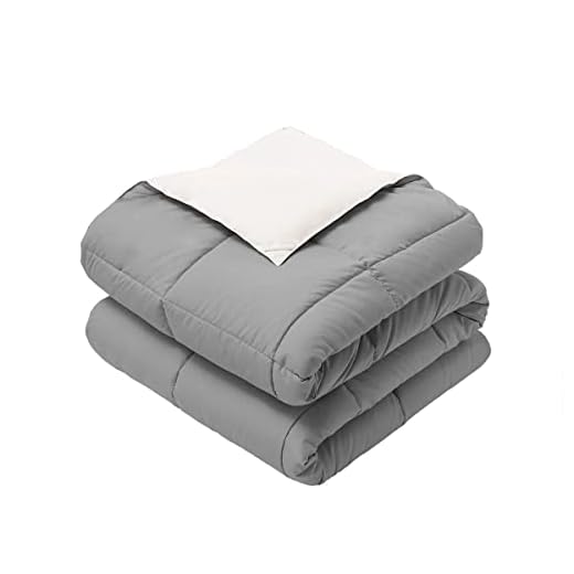 Royal Hotel Bedding Reversible Throw Blanket, Hypoallergenic, Down Alternative Throw Blanket, Medium Warmth, 50 by 75 Inches, Gray - White