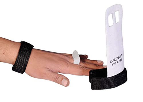 ULTRA FITNESS Leather Grips Gymnastic Palm Protectors Hand Guards Gym Gloves Pull up, White Leather - Image 2