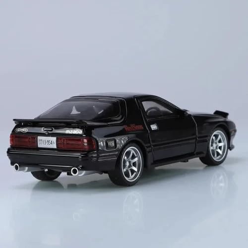 Image of 1:32 Mazda RX-7 Diecast Metal Car Model, Pull Back Toy Car with Openable Doors, Sound & Light Effects, Alloy Vehicle for Kids Boys Girls & Collectors (Black)