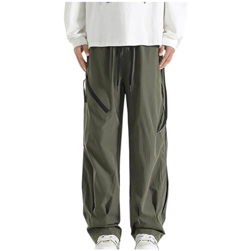 Cargo Pants for Men,Workout Athletic Jogger Pants with Zipper Pockets Straight Leg Pants,Casual Drawstring Hiking Pants