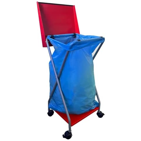 QUICK STAR Müllsackständer mit 4 Rollen 120 Liter Stahlblech Ständer Müllbeutelhalter Müllsackhalter Abfallbehälter Cover