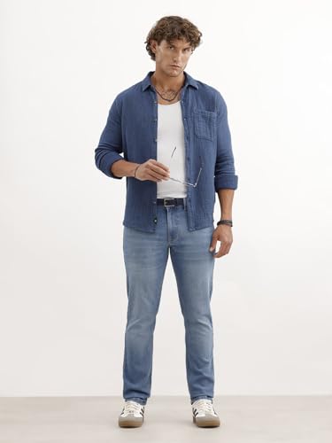 Image of WROGN Men's Slim Fit Jeans | Cotton Stretch | Solid | Casual Denim