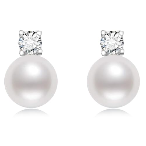 Orecchini di Perle d'Argento, Orecchini di Perle Bianche da Donna,