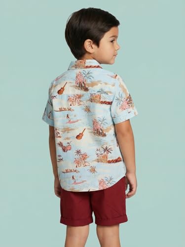 Image of Nautinati Boys Printed Collared Shirt with Shorts Clothing Set | Age 1-5 Years
