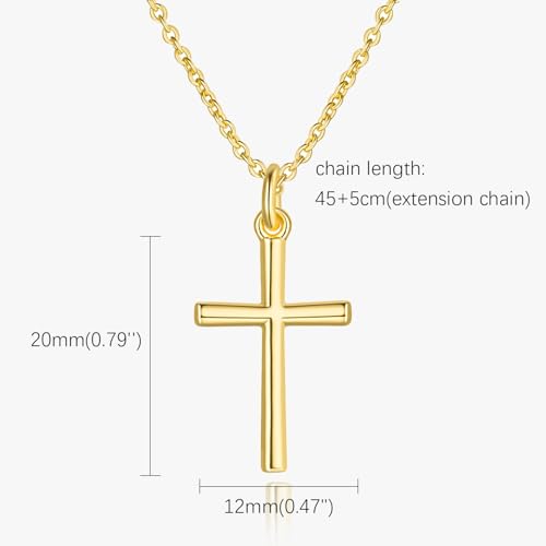 AMELINE 14K Gold Cross Necklaces for Women Gold Cross Chain Minimalist Pendant Small Necklace for Women Jewelry2