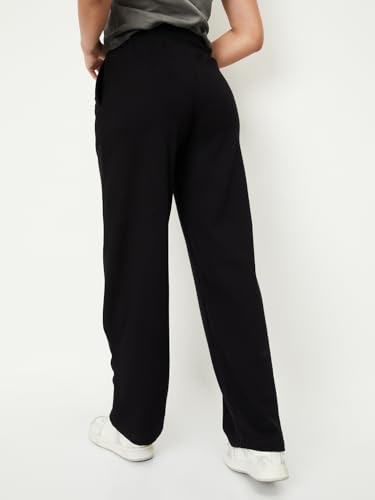 Image of Max Women Loose Mid Rise Solid Athleisure Track Pants