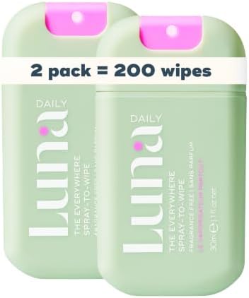 Luna Daily The Everywhere Spray-to-Wipe | Fragrance-Free, 1 Fl Oz