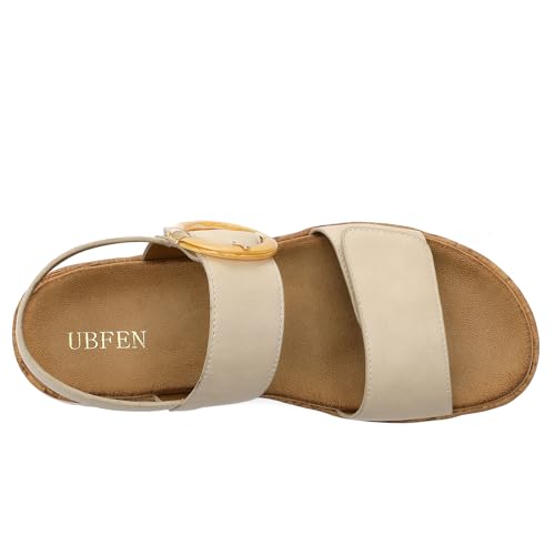 Image of UBFEN Womens Low Wedge Walking Sandals with Arch Support | Open Toe Sandals Adjustable Instep and Ankle Straps for Summer Everyday Outfits, Travel,vacation