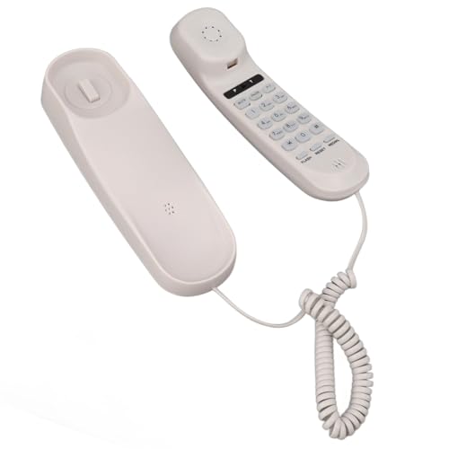 Landline Telephone, ABS Landline Phone Wall Mountable Corded Phone Hotel Telephone Fixed Landline for Hotel Home Office (White)