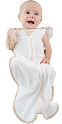 Image of CCOCCOZAM Swaddle, 100% Organic, Air mesh, White, Large, 6-12 momths, 19-26 lbs, Transition Baby Sleep Sack Allow Your Baby to Sleep in a Preferred up-arm Position, Designed for Free Hand Movement