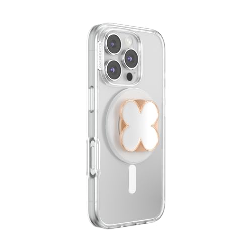 Image of PopSockets Phone Grip for MagSafe, Magnetic Holder, Phone Stand, Enamel - Clover Rose Gold