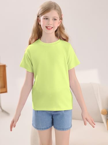 Image of Girls Summer Short Sleeve T Shirts Kids Basic Tees Crewneck Tops 5-14 Years