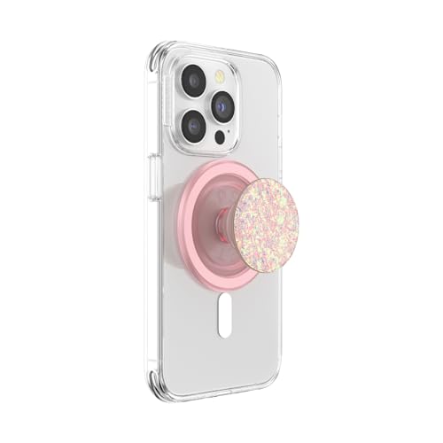 Image of PopSockets Phone Grip Compatible with MagSafe, Phone Holder, Wireless Charging Compatible - Iridescent Confetti Rose