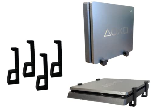 Kimalab Horizontal Vertical Stand for PS4 Original PlayStation 4 Stand Cooling Station Feet for PS4 Console Slim - Updated Design for Secure Fit (PS4 Slim - Black)