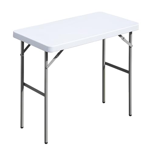 FROASISPRO Folding Table 2.7ft Rectangular All-Occasion Plastic Folding Event Table for Indoor and Outdoor, Portable Desk, Camping, Durable and Stable, HDPE and Steel, Wide Application, White