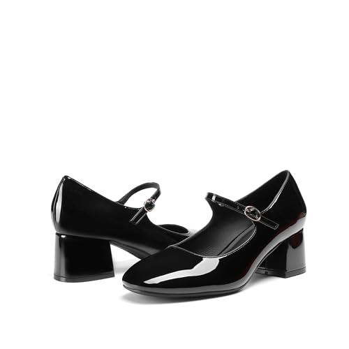 DREAM PAIRS Women's Mary Jane Shoes Chunky Block Short Heels 2.17", Closed Round Toe Vintage Wedding Shoes, Comfort Dress Pump Shoes for Daily Life3