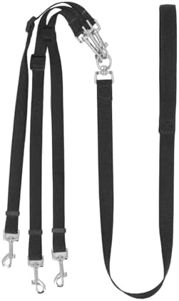 Fabater 3 Way Dog Leash for 3 Dogs, Adjustable Nylon Dog Coupler Leash with Padded Handle, Detachable Triple for Walking Training Small Medium Puppies (Black)
