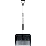 Prosperplast Schneeschieber Telescopic, Schwarz – robuste Kunststoff-Schneeschaufel mit Aluminiumkante, teleskopierbarer Griff, leicht & stabil | 49 x 37,5 x 122-160 cm – ideal für Schnee & EIS