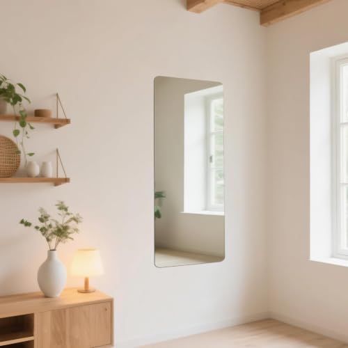 Image of iCAGY Acrylic Full Body Self-Adhesive Shatterproof Mirror | Ultra-Thin, Lightweight, Frameless, Easy Install, Wall Mirror for Home Gym, Bedroom, Closet Door, Rectangle, 18 inchx 48 inch, 1PCS