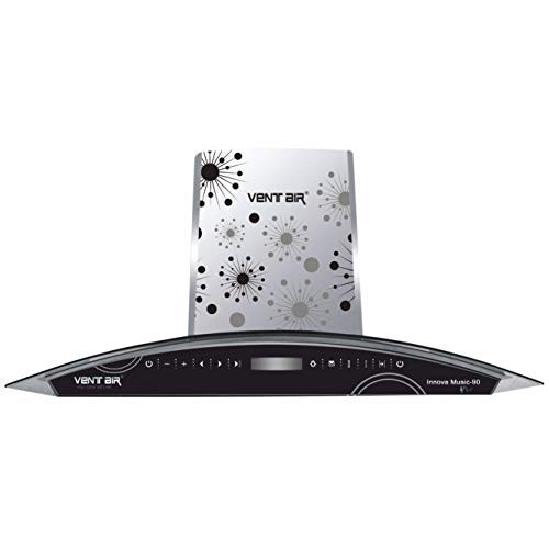 Ventair Musical Auto Clean Kitchen Chimney 90 CM 1400 m3/hr Made in India (Innova Music 90, 11 Degree Baffle Filter with SS Oil Cup, Touch Control, Radio and Bluetooth, Smart Auto Clean)