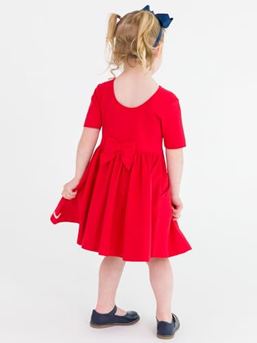 RuffleButts Red Knit Short Sleeve Twirl Dress - 84