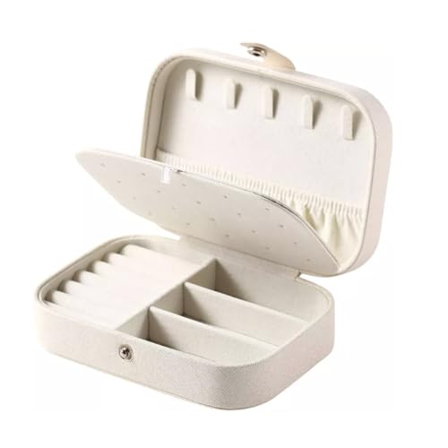 Porta Joias Portátil Viagem Estojo Maleta Caixa Bijuteria (Branco)