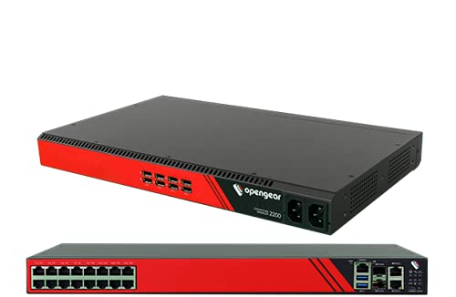 Opengear OM2216-US 16 Ports Pythonrun Dockersupp Secboot US Power Console Server44; Black & Red