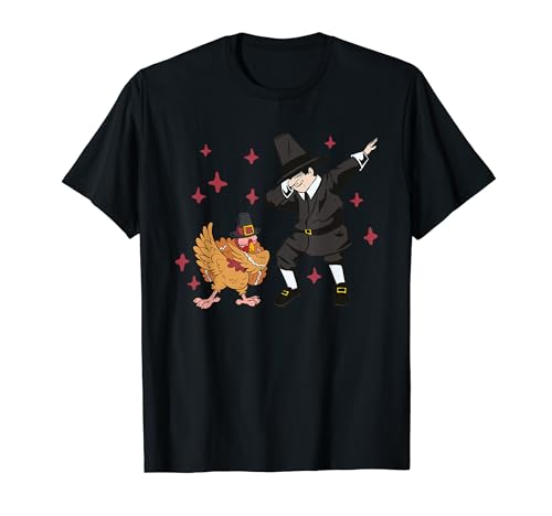 Dabbing Pilgrim Turkey Thanksgiving Day Funny Dab Dance T-Shirt
