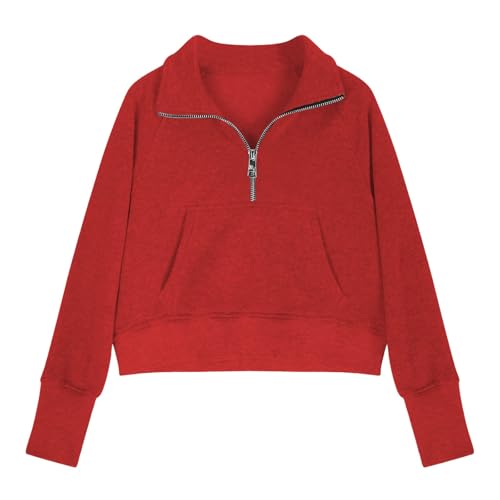 Girls Half Zip Sweatshirts Tween Loose Casual Long Sleeve Thumb Holes Cropped Pullover Trendy Youth Preppy Clothes2