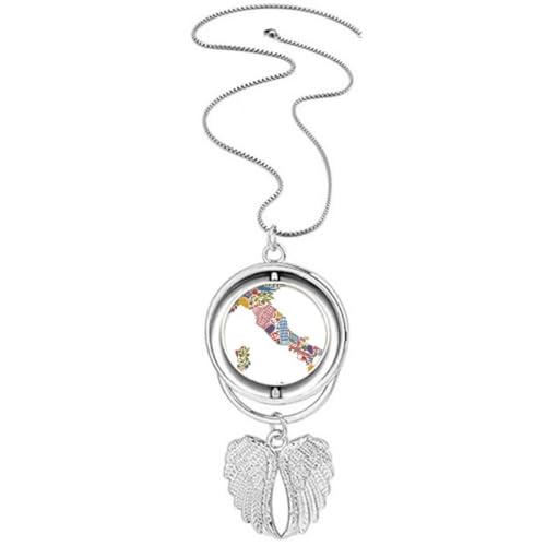 Collier ailes d'ange Italie avec pendentif rotatif et drapeau national