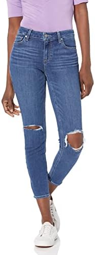 PAIGE Women's Verdugo Mid Rise Cropped in Radio Star Destructed