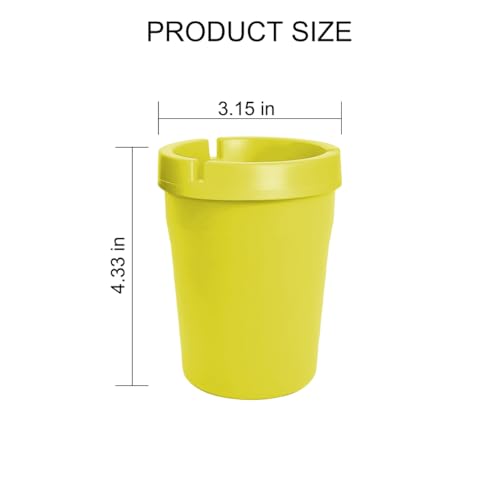Image of Mandark Car Ashtray, 2PCS Glow In The Dark Smokeless Self-Extinguishing Vehicle Cigarette Trash Can, Smellproof Portable Automotive Ash Holder Organizer, Universal for Truck Home Office (Yellow)