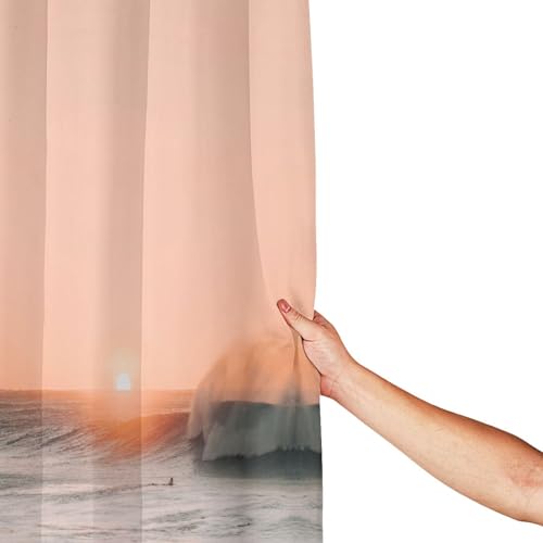 Rideau de douche vagues au lever du soleil imperméable et tendance 183x183 cm