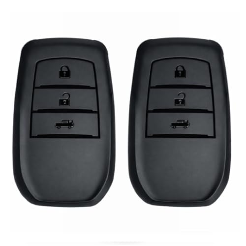 Image of JVCV Soft TPU Key Cover Compatible with Toyota Fortuner Camry Hilux Innova Crysta Fortuner Legender Innova HyCross Land Cruiser 3 Button Smart Key (2 Pack - 3B Matte Black)