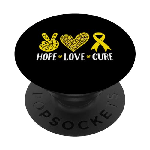Sarcoma Cancer Yellow Ribbon Hope Love Cure Bone Cancer PopSockets Swappable PopGrip