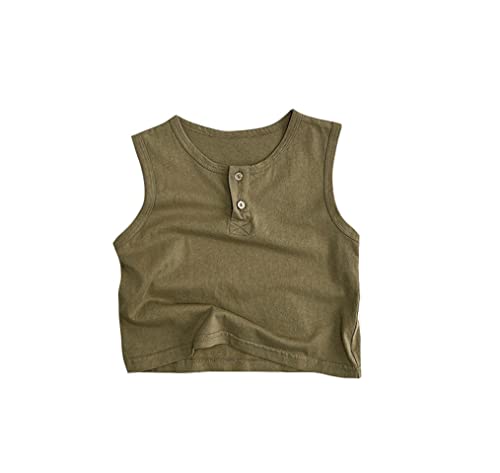 LNICEAR Toddler Baby Boys Girls Solid Color Sleeveless T-Shirt Casual Tank Tops Vest Basic Kids Summer Cotton Tees Army Green 3-4 Years