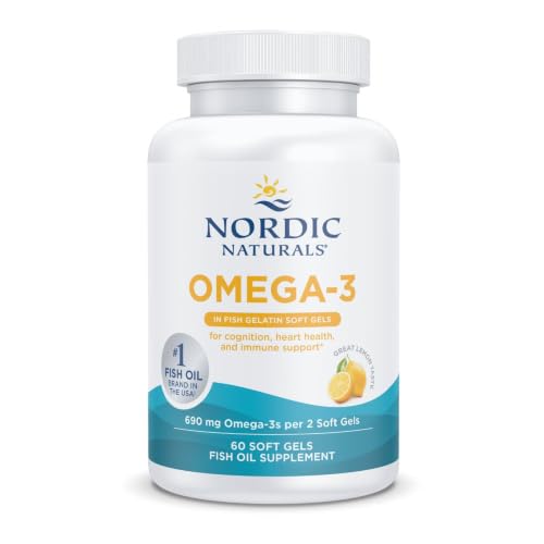 Nordic Naturals Omega-3 in Fish Gelatin, Lemon Flavor - 60 Fish Gels - 690 mg Omega-3 - Fish Oil - EPA & DHA - Immune Support, Brain & Heart Health, Optimal Wellness - Non-GMO - 30 Servings - image 1