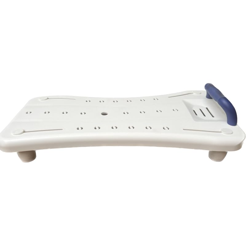 Plus SANTÉ – Planche de Bain SANTORIN avec poignée | 75×35,5 cm, Fixation réglable 43–68 cm, Surface antidérapante avec Drainage, PVC Haute résistance | 2,8 kg | 136 kg