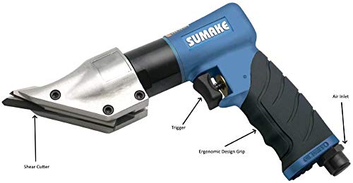 Pneumatic Metal Shear Cutter And Scissor Cutting Air Power Tool, Capacity: Steel-1.2Mm, Alum.-2.4Mm, Free-Speed: 2,500, (Sumake St-M5030) #TOP1