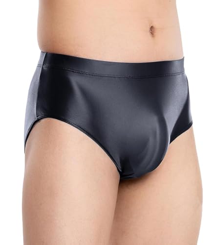 SEAUR Men's Sexy See Through Underwear Bulge Pouch Glossy Bikini Breifs Shiny Low Rise Underpants