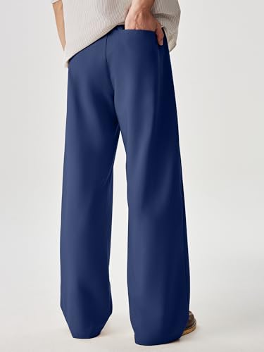 Image of JMIERR Mens Baggy Casual Dress Pants Lightweight Pleated Old Money Wide Leg Pants Loose Relaxed Fit Trousers