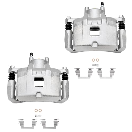 Image of Detroit Axle - Front Steering Knuckles and Wheel Hub Bearings Brake Calipers w /Brackets Replacement for Rear Drum 2007 2008 2009 Dodge Caliber