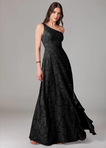 Lace Jacquard Bridesmaid Dresses Women's Ruched One Shoulder Formal Evening Party Dress4