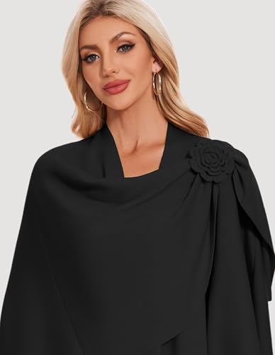 PULI Womens Elegant Cross Front Shawl Wraps Floral Wraps Soft Ponchos Cape Warm Travel Shawls3