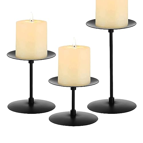 Portavelas Pilar Negro | Candelabro Cónico Negro Mate de Hierro forjado,Pedestal Vela Sostiene Decoración pieza Soporte para la pieza central Mesa Comedor Barra