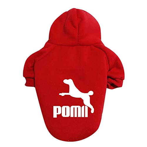 Doublehero Winter Warme Jacke für kleine mittelgroßer Haustierkleidung Pullover Hoodie Hundekleidung Frühling Herbst Winter Großer Hund Warmer Mantel Hundemantel 44 cm (Red, XS) Cover